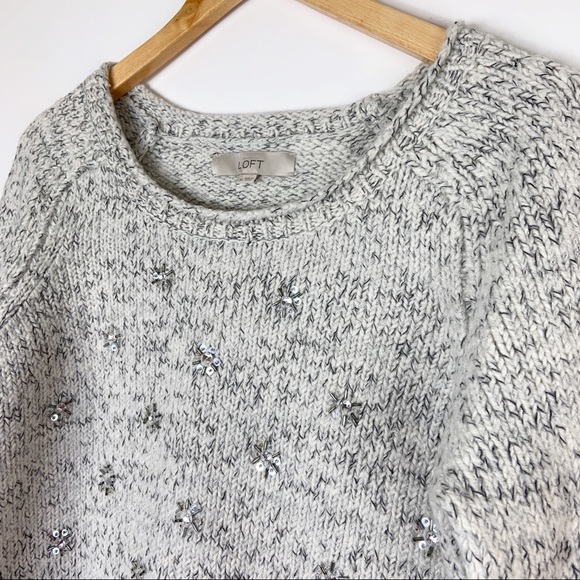 LOFT Beaded Snowflake Sweater Size XL - Picture 5 of 8